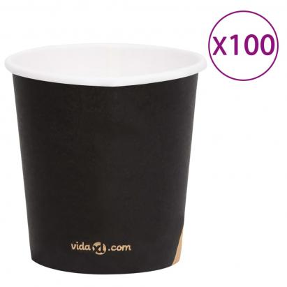 Pahare de cafea de hârtie, 100 buc., negru, 120 ml