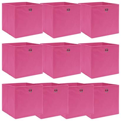 Cutii depozitare, 10 buc., roz, 32x32x32 cm, textil GartenMobel Dekor