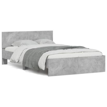 Cadru de pat cu tăblie și LED, gri beton, 120x200 cm GartenMobel Dekor