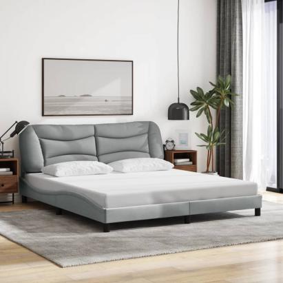 Cadru de pat fără saltea, gri deschis, 180x200 cm, textil GartenMobel Dekor