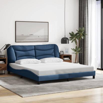 Cadru de pat fără saltea, albastru, 180x200 cm, textil GartenMobel Dekor