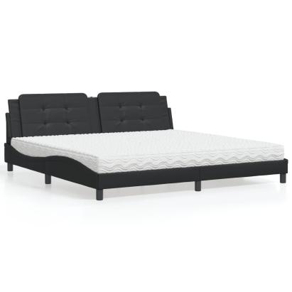 Pat cu saltea, negru, 200x200 cm, piele ecologică GartenMobel Dekor