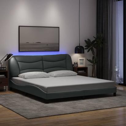 Cadru de pat cu LED fără saltea Gri deschis 180x200 cm Material GartenMobel Dekor