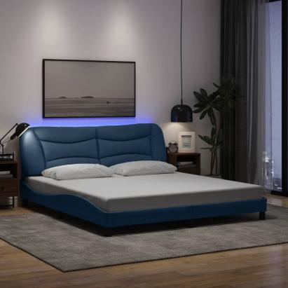 Cadru de pat cu LED fără saltea Albastru 180x200 cm Material GartenMobel Dekor