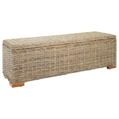Ladă depozitare natural 110 cm ratan kubu natural/lemn mahon GartenMobel Dekor