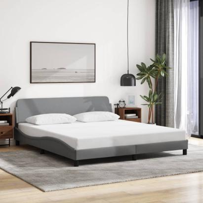 Cadru de pat fără saltea, gri deschis, 180x200 cm, textil GartenMobel Dekor