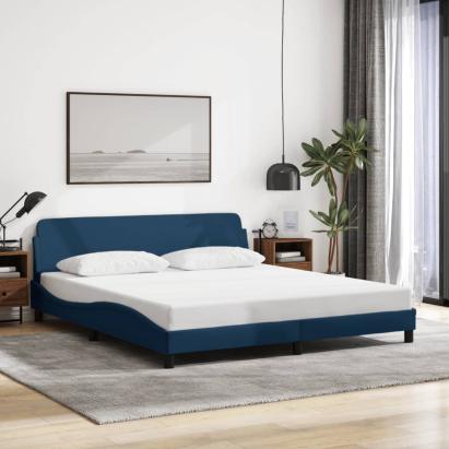 Cadru de pat cu tăblie fără saltea, albastru, 180x200cm, textil GartenMobel Dekor