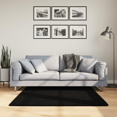 Covor HUARTE, fir scurt, moale și lavabil, negru, 120x120 cm GartenMobel Dekor