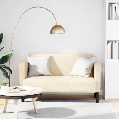 Canapea Loveseat crem 109 cm țesătură velur GartenMobel Dekor