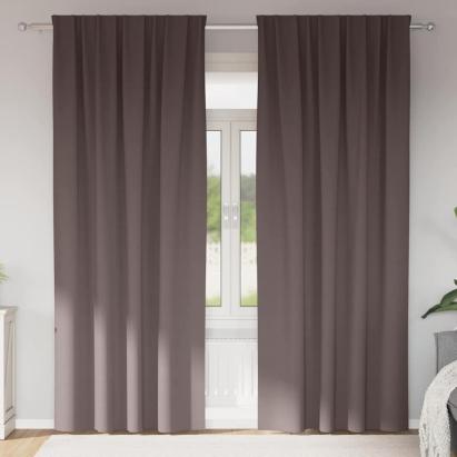 Perdele cu perdele 2 pcs Maro închis Poliester GartenMobel Dekor