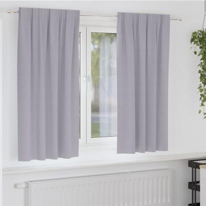 Perdele cu perdele 2 pcs Gri metalic Poliester GartenMobel Dekor
