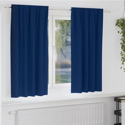Perdele cu perdele 2 pcs Albastru închis Poliester GartenMobel Dekor