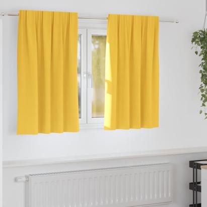 Perdele cu perdele 2 pcs galben muștar Poliester GartenMobel Dekor