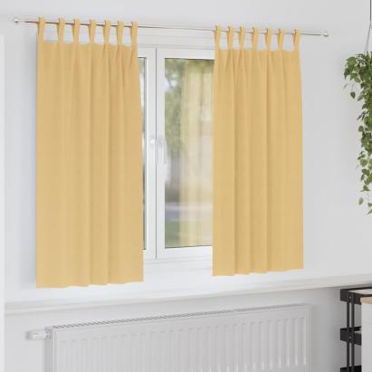 Perdele cu perdele 2 pcs Bej Poliester GartenMobel Dekor