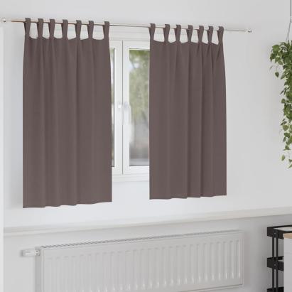 Perdele cu perdele 2 pcs Maro închis Poliester GartenMobel Dekor