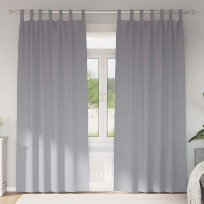 Perdele cu perdele 2 pcs Gri deschis Poliester GartenMobel Dekor