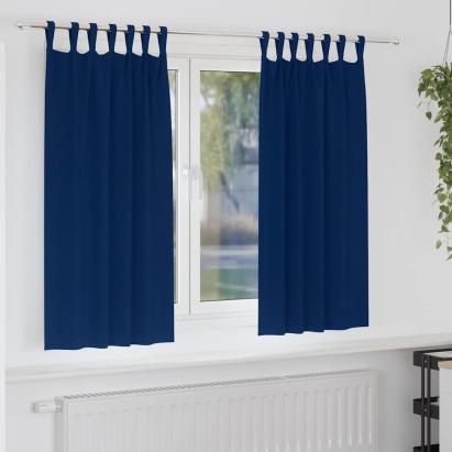 Perdele cu perdele 2 pcs Albastru închis Poliester GartenMobel Dekor