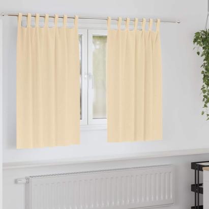 Perdele cu perdele 2 pcs Crem Poliester GartenMobel Dekor