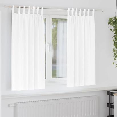 Perdele cu perdele 2 pcs Alb pur Poliester GartenMobel Dekor