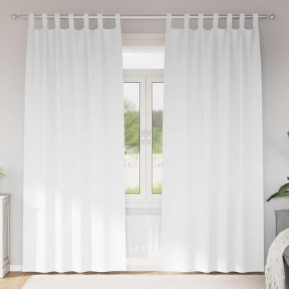 Perdele cu perdele 2 pcs Alb pur Poliester GartenMobel Dekor