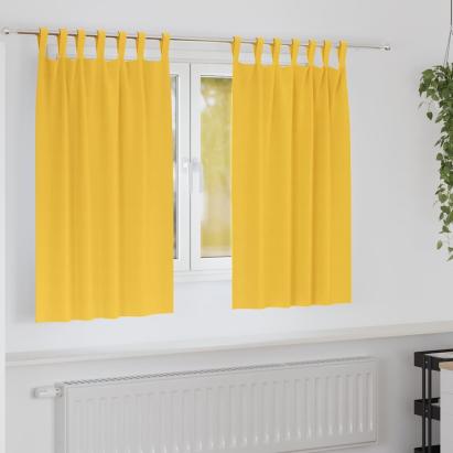 Perdele cu perdele 2 pcs galben muștar Poliester GartenMobel Dekor