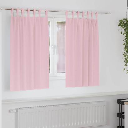 Perdele cu perdele 2 pcs Roz bebeluș Poliester GartenMobel Dekor