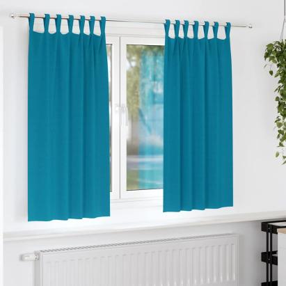 Perdele cu perdele 2 pcs Turcoaz Poliester GartenMobel Dekor