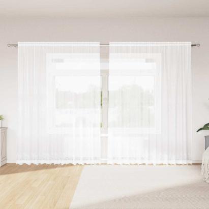 Perdele cu perdele Floral Alb 300 x 240 cm Poliester GartenMobel Dekor