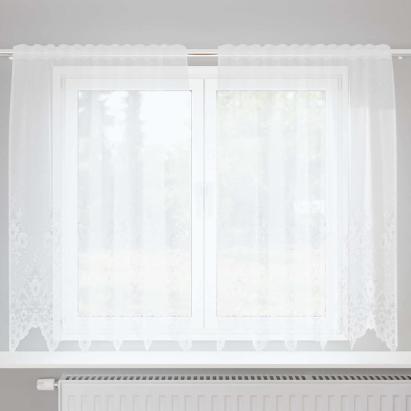 Perdele cu perdele Floral Alb 150 x 140 cm Poliester GartenMobel Dekor