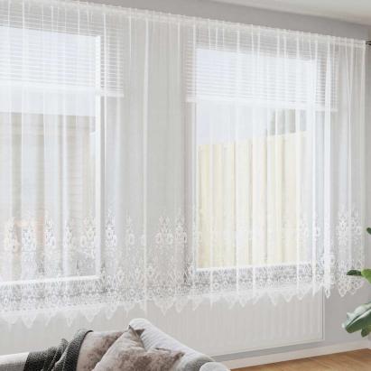 Perdele cu perdele Floral Alb 600 x 200 cm Poliester GartenMobel Dekor