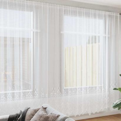 Perdele cu perdele Alb 900 x 260 cm Poliester GartenMobel Dekor
