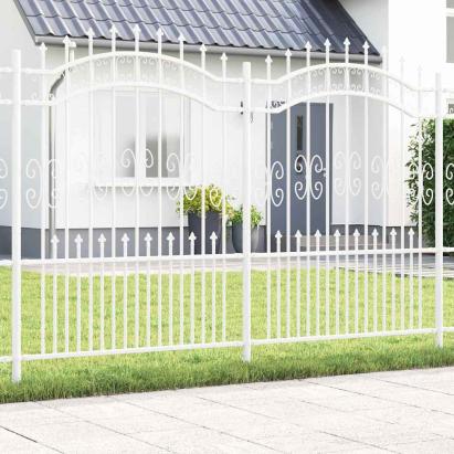 Gard de grădină Alb 190 cm Oțel vopsit în pulbere GartenMobel Dekor