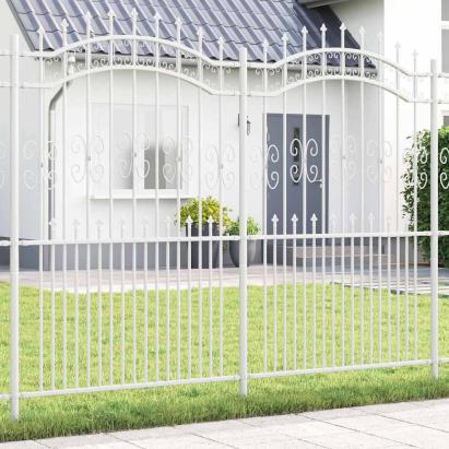 Gard de grădină Alb 215 cm Oțel vopsit în pulbere GartenMobel Dekor