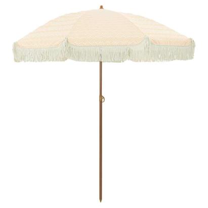 Umbrelă de soare Galben și alb Ø 160 x 195 cm Oțel GartenMobel Dekor
