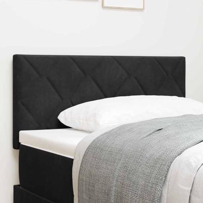 Tăblie cap Pe perete Geometric cu headboard Negru 90 cm Catifea GartenMobel Dekor