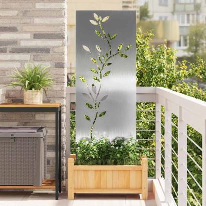 Panou Decorativ de Grădină Argintiu 50 x 140 cm Oțel inoxidabil GartenMobel Dekor