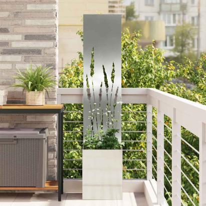Ghiveci de Grădină cu Panou Decorativ Argintiu 32 x 140 cm GartenMobel Dekor