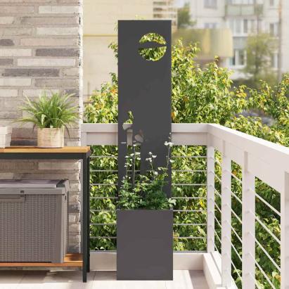 Ghiveci de Grădină cu Panou Decorativ Negru 32 x 140 cm GartenMobel Dekor