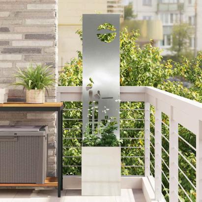 Ghiveci de Grădină cu Panou Decorativ Argintiu 32 x 140 cm GartenMobel Dekor