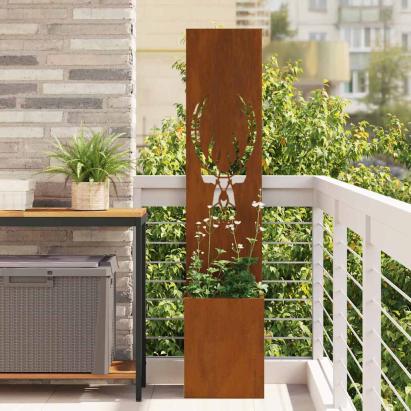 Ghiveci de Grădină cu Panou Decorativ Ruginit 32 x 140 cm GartenMobel Dekor