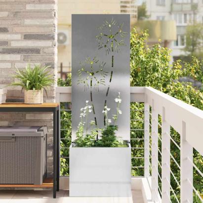 Ghiveci de Grădină cu Panou Decorativ Argintiu 50 x 140 cm GartenMobel Dekor