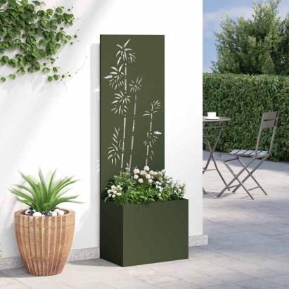 Ghiveci de Grădină cu Panou Decorativ Olivengrønn 50 x 140 cm GartenMobel Dekor