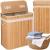 Cos de rufe din bambus cu capac, 2 compartimente, sac detasabil, volum 100L, 53x32x62cm, maro Household NewTrend