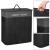Cos de rufe din bambus cu capac, 2 compartimente, sac detasabil, volum 100L, 54x34x60cm, negru Household NewTrend