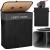 Cos de rufe din bambus cu capac, 2 compartimente, sac detasabil, volum 100L, 54x34x60cm, negru Household NewTrend