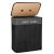 Cos de rufe din bambus cu capac, 2 compartimente, sac detasabil, volum 100L, 54x34x60cm, negru Household NewTrend