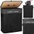 Cos de rufe din bambus cu capac, 2 compartimente, sac detasabil, volum 100L, 54x34x60cm, negru Household NewTrend