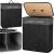 Cos de rufe din bambus cu capac, 2 compartimente, sac detasabil, volum 100L, 54x34x60cm, negru Household NewTrend