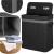 Cos de rufe din bambus cu capac, 2 compartimente, sac detasabil, volum 100L, 54x35x60cm, negru Household NewTrend