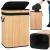 Cos de rufe din bambus cu capac, sac detasabil, volum 72L, 42x33x60cm, maro Household NewTrend